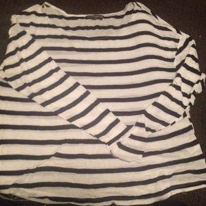 Brandy 💗 Melville white and navy long sleeve top