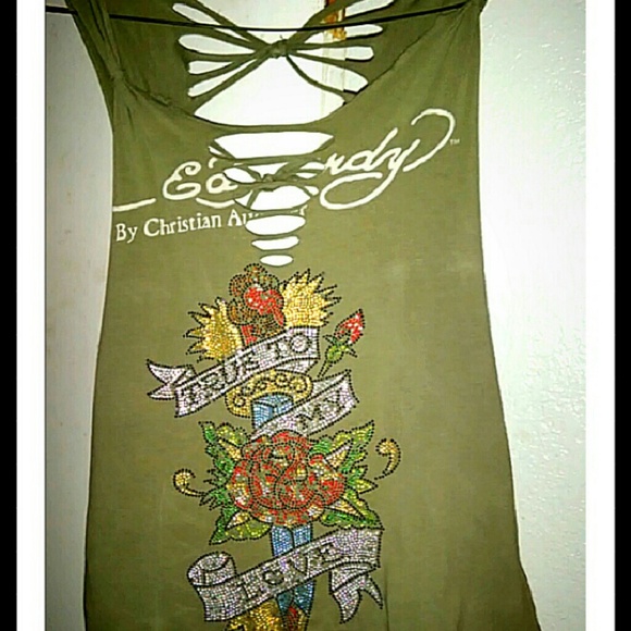 RARE SHREDDED ED HARDY TANK