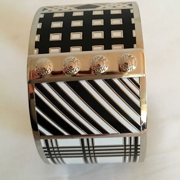 Coach Black/White/Silver Graphic Design Bracelet