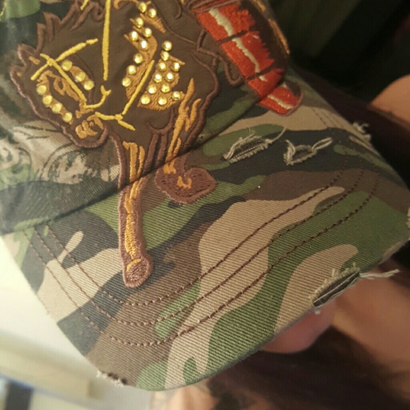 Hat, new, never worn deatressed camo hat