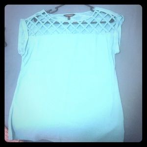 4 blouses - blue, lavender, mint, and white