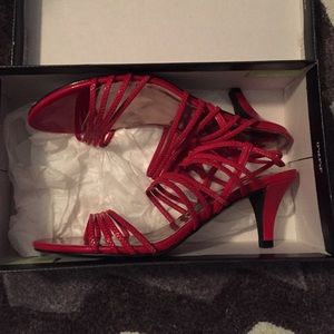 Laura Scott red strappy sandals! Only worn once!!