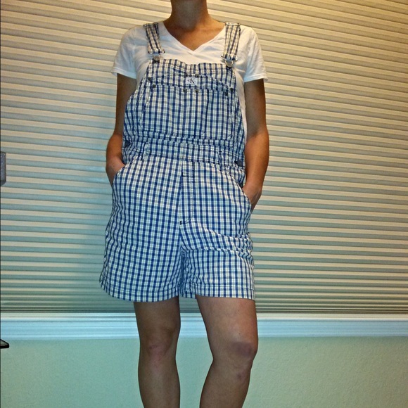 Adorable 90's Relaxed Fit Plaid Overalls