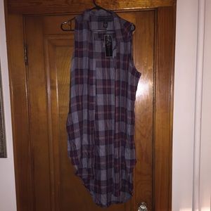 Plaid button up tunic (sleeveless)