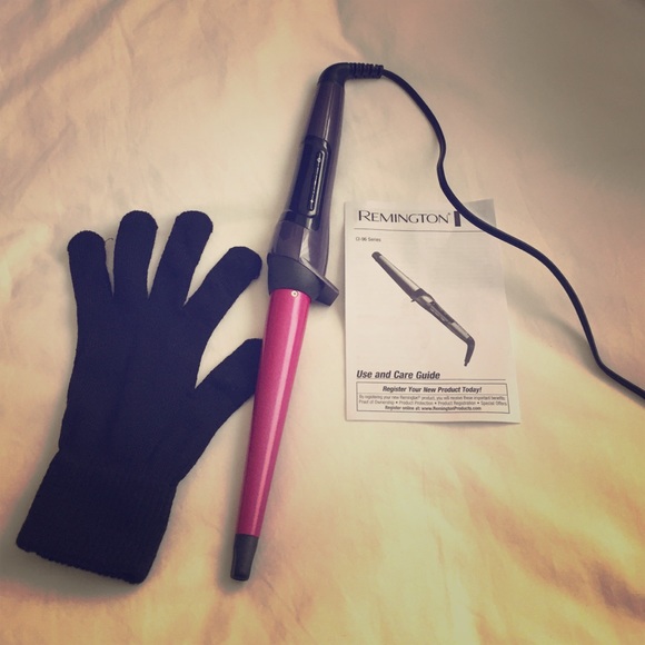 Remington curling wand 1"-1/2" with glove