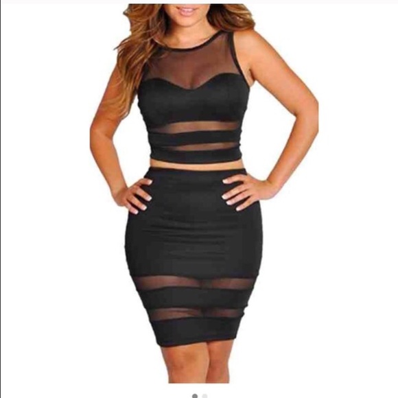 Black mesh 2 piece set