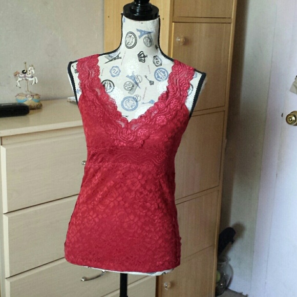 Moda International Tops - Victoria's Secret dark red lace tank Moda International Tops - Victoria's Secret dark red lace tank