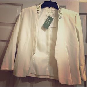 H&M white blazer with collar embellishment