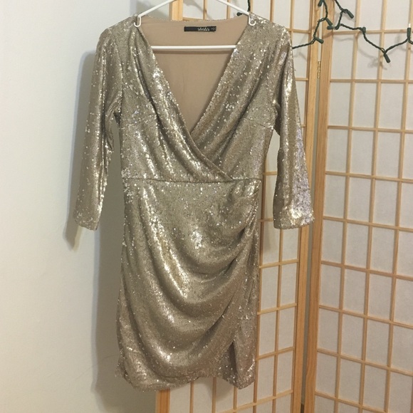 LuLu's gold sequin NYE dress