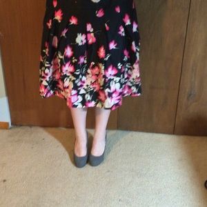 Black dress skirt with pink flowers