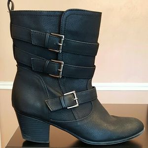 Black Leather Ankle Booties