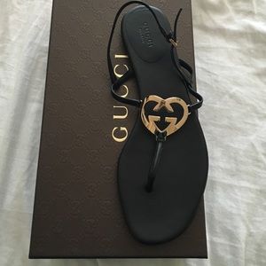 Gucci Interlocking Heart G Flat Sandals