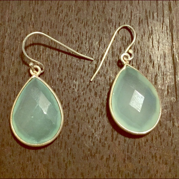 Sterling silver aquamarine droplet earrings