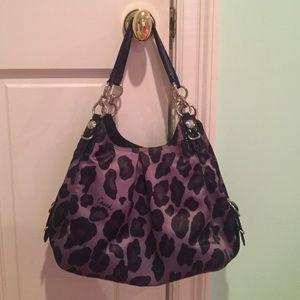 Grey silk leopard Coach Purse