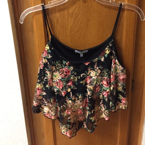 Black Floral Crop Top