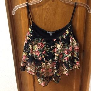 Black Floral Crop Top