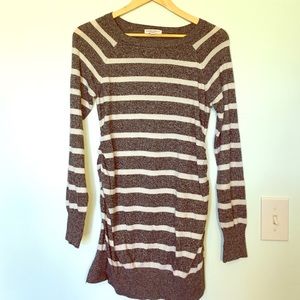 Heathered Grey and White Maternity Sweater Tunic