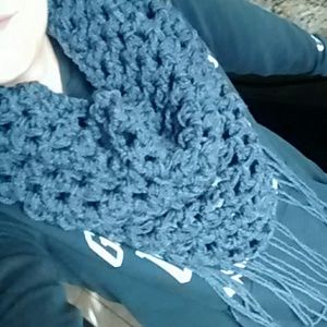Charcoal grey fringe infinity scarf