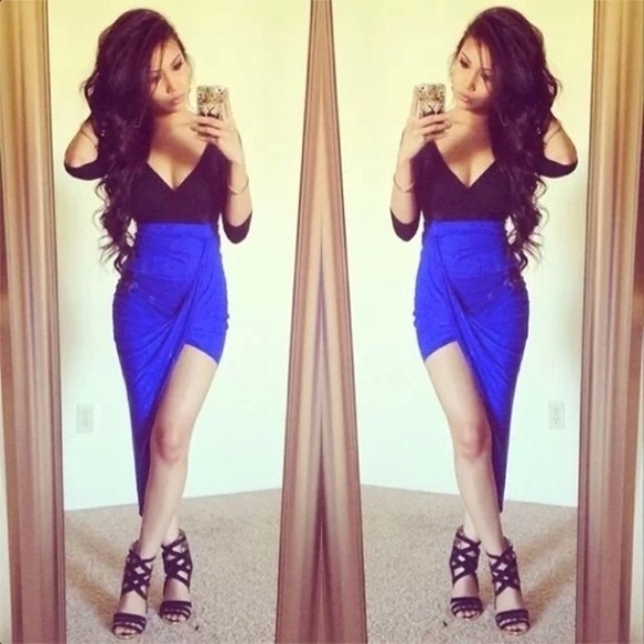 Royal blue asymmetrical skirt