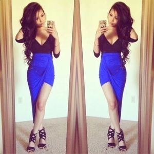 Royal blue asymmetrical skirt