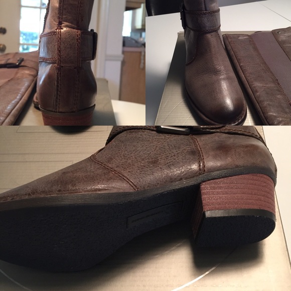 Stone/Taupe Leather Flat Boots - Picture 3 of 4