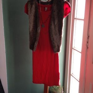 ✨NWT ✨Red Jersey Knit Dress. PETITE XS.