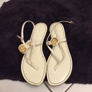 White and gold Tory burch sandals