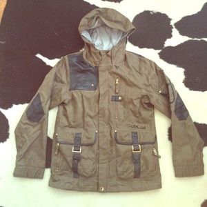 Volcom Brown and Black Leather Winter Coat