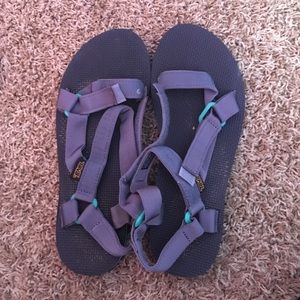 Gray and teal tevas!