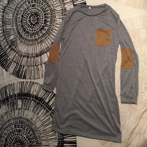 Dresses & Skirts - Casual Tee Shirt Dress with Tan Patchwork