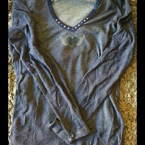 SOLD IN BUNDLE Custom Blue Ruby Thermal Henley