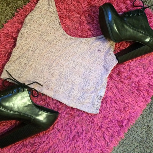 Light Pink laced Crop // Long Heel Booties - Picture 3 of 4