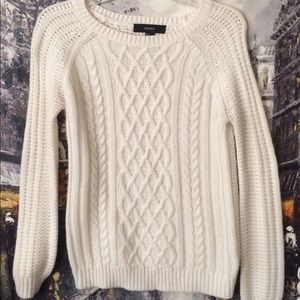 Eggshell white cable knit oversized sweater