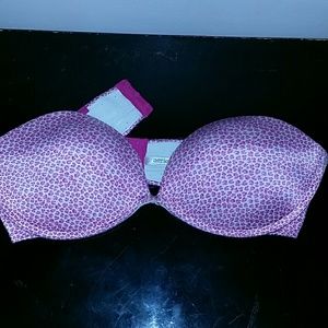 Aerie Strapless Pink Cheeta Bra 36C