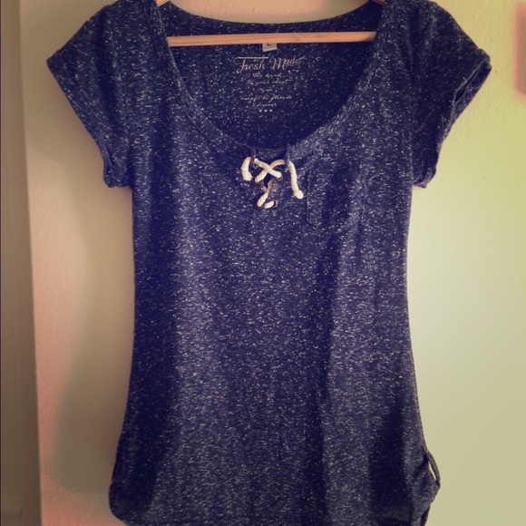 Fresh Made Tops - Blue spotted Short Sleeve