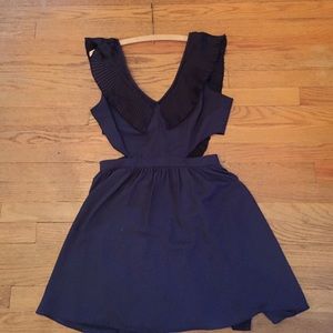 Navy Blue Ruffle and Cutout dress