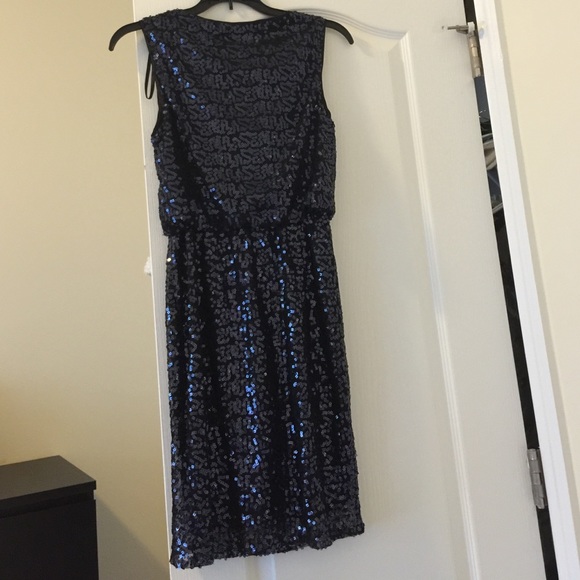 XSCAPE by Joanna Chen Black/blue sequence dress - Picture 3 of 4