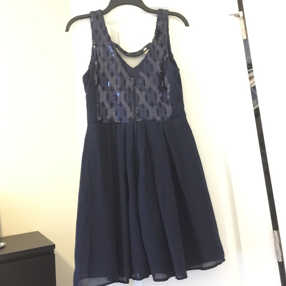 mymichelle navy sequence dress with back design - Picture 2 of 4
