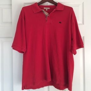 Red Burberry polo shirt
