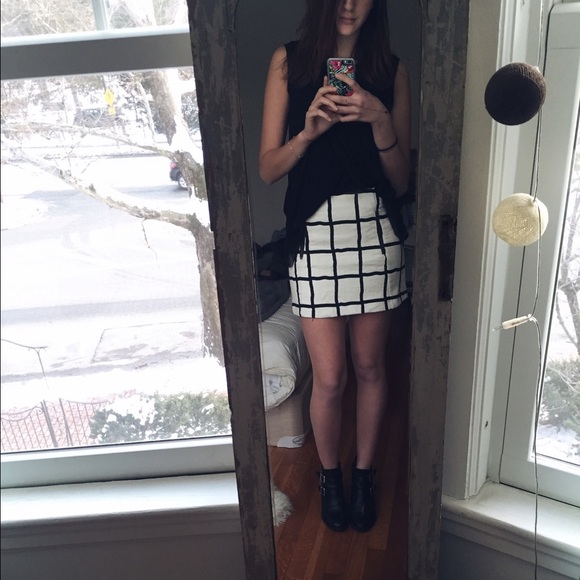 TOPSHOP short cotton/polyester straight mini skirt