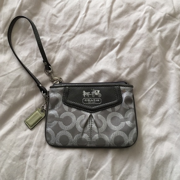 Coach small silver wristlet