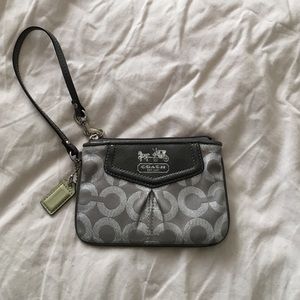 Coach small silver wristlet