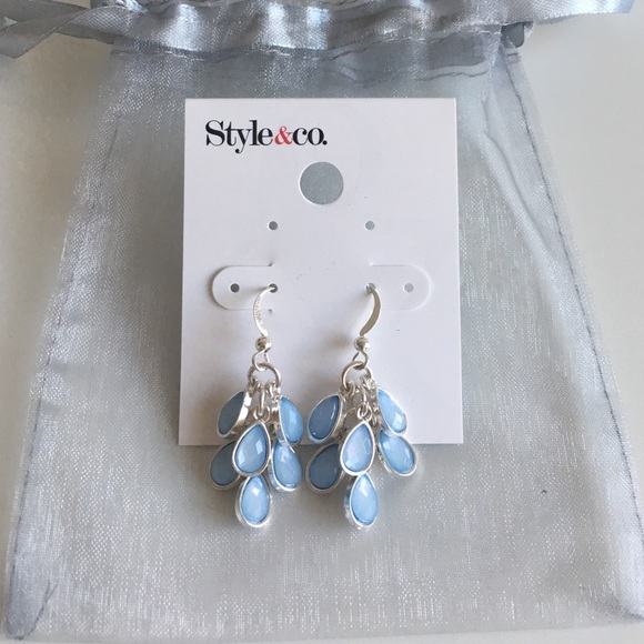 Macy's Style&Co. Silver Blue Teardrops Earrings - Picture 1 of 3