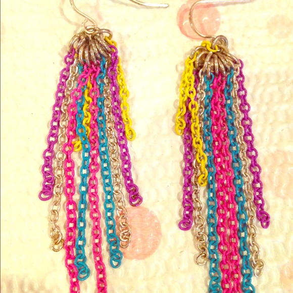 Rainbow chain earrings brand new