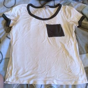 nwot cream and olive pocket tee