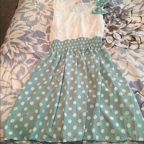 NWOT lace and polka dot dress with bow