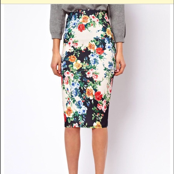 Asos floral pencil skirt