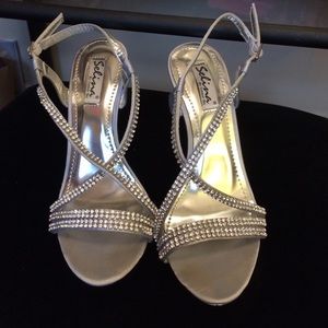 Silver strappy pumps