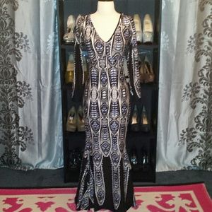 Aztec long sleeve maxi dress