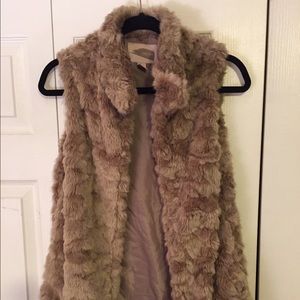 Faux Fur Vest- camel, tan, beige